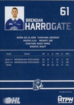 2016-17 Mississauga Steelheads (OHL) #NNO Brendan Harrogate Back