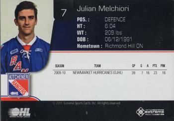 2010-11 Extreme Kitchener Rangers (OHL) Autographs #9 Julian Melchiori Back