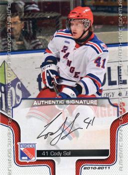 2010-11 Extreme Kitchener Rangers (OHL) Autographs #20 Cody Sol Front