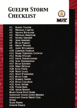 2004-05 M&T Printing Guelph Storm (OHL) #32 Checklist Back