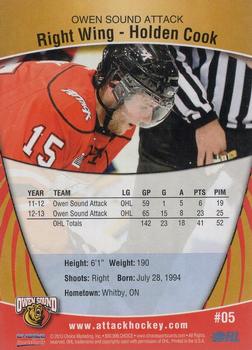 2013-14 Choice Owen Sound Attack (OHL) #5 Holden Cook Back