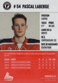 2017-18 Quebec Remparts Update (QMJHL) #NNO Pascal Laberge Back