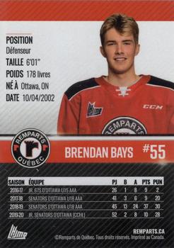 2020-21 Quebec Remparts (QMJHL) #NNO Brendan Bays Back