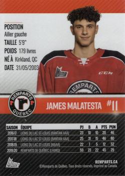 2020-21 Quebec Remparts (QMJHL) #NNO James Malatesta Back