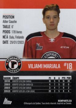 2020-21 Quebec Remparts (QMJHL) #NNO Viljami Marjala Back