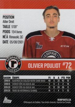 2020-21 Quebec Remparts (QMJHL) #NNO Olivier Pouliot Back