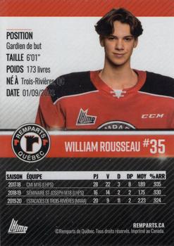 2020-21 Quebec Remparts (QMJHL) #NNO William Rousseau Back
