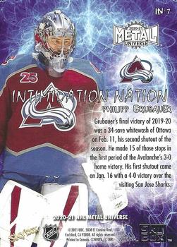 2020-21 SkyBox Metal Universe - Intimidation Nation #IN-7 Philipp Grubauer Back