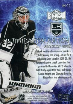 2020-21 SkyBox Metal Universe - Intimidation Nation #IN-11 Jonathan Quick Back