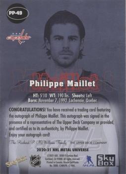 2020-21 SkyBox Metal Universe - Skybox Premium Prospects 1997-98 Retro Star Rubies Autographs #PP-49 Philippe Maillet Back
