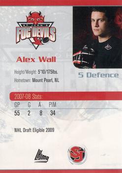 2007-08 St. John's Fog Devils (QMJHL) #NNO Alex Wall Back