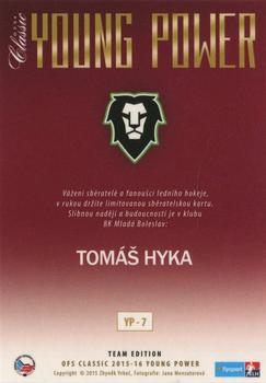 2015-16 OFS Classic Série I - Young Power #YP-07 Tomas Hyka Back