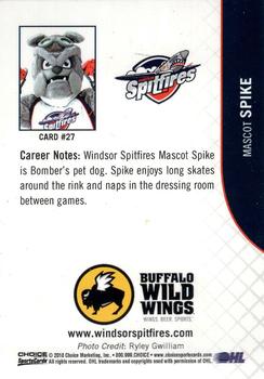 2017-18 Choice Windsor Spitfires (OHL) #27 Spike Back