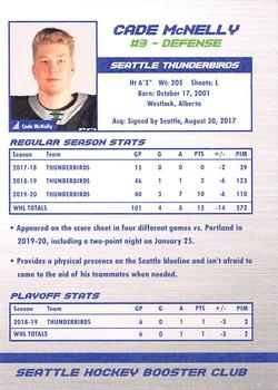 2020-21 Booster Club Seattle Thunderbirds (WHL) #NNO Cade McNelly Back