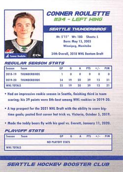 2020-21 Booster Club Seattle Thunderbirds (WHL) #NNO Conner Roulette Back