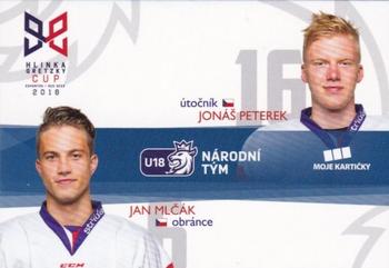 2018-19 Moje karticky Czech Ice Hockey Team - Hlinka Gretzky Cup 2018 #1 Jan Mlcak / Jonas Peterek Front
