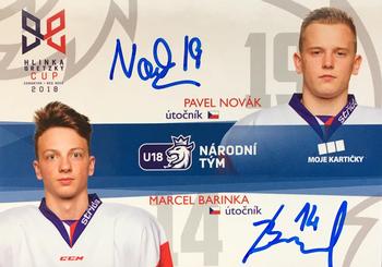 2018-19 Moje karticky Czech Ice Hockey Team - Hlinka Gretzky Cup 2018 Double Autograph #2 Marcel Barinka / Pavel Novak Front