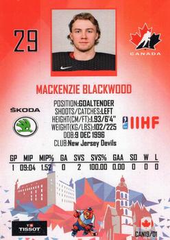 2019 Taiga IIHF World Championship Team Canada #CAN19/01 Mackenzie Blackwood Back