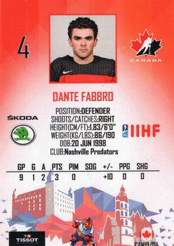 2019 Taiga IIHF World Championship Team Canada #CAN19/04 Dante Fabbro Back