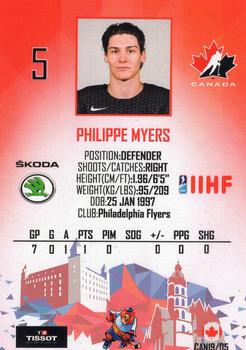 2019 Taiga IIHF World Championship Team Canada #CAN19/05 Philippe Myers Back