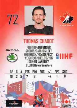 2019 Taiga IIHF World Championship Team Canada #CAN19/11 Thomas Chabot Back