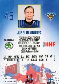 2019 Taiga IIHF World Championship Team Finland #FIN19/03 Jussi Olkinuora Back