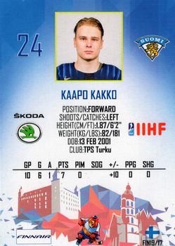 2019 Taiga IIHF World Championship Team Finland #FIN19/17 Kaapo Kakko Back