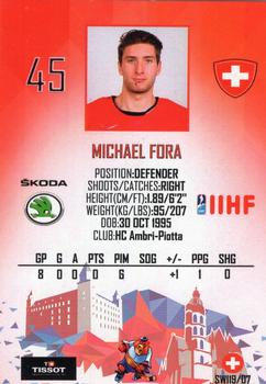 2019 Taiga IIHF World Championship Team Switzerland #SWI19/07 Michael Fora Back