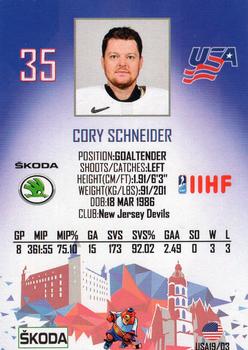 2019 Taiga IIHF World Championship Team USA #USA19/03 Cory Schneider Back