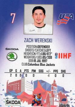 2019 Taiga IIHF World Championship Team USA #USA19/04 Zach Werenski Back