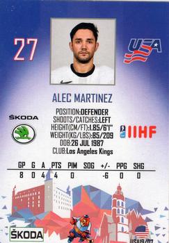 2019 Taiga IIHF World Championship Team USA #USA19/07 Alec Martinez Back