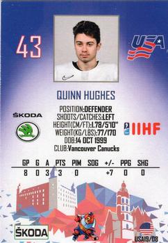 2019 Taiga IIHF World Championship Team USA #USA19/08 Quinn Hughes Back