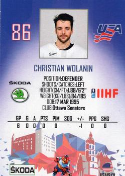 2019 Taiga IIHF World Championship Team USA #USA19/11 Christian Wolanin Back