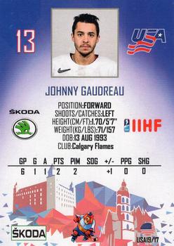 2019 Taiga IIHF World Championship Team USA #USA19/17 Johnny Gaudreau Back
