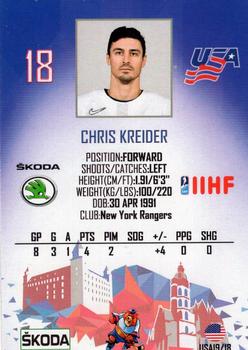 2019 Taiga IIHF World Championship Team USA #USA19/18 Chris Kreider Back