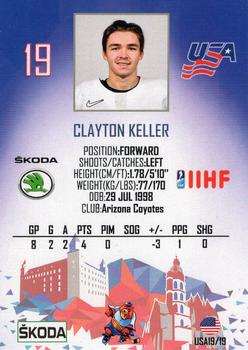 2019 Taiga IIHF World Championship Team USA #USA19/19 Clayton Keller Back