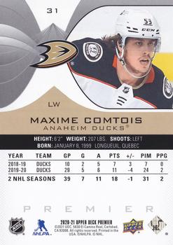 2020-21 Upper Deck Premier #31 Maxime Comtois Back