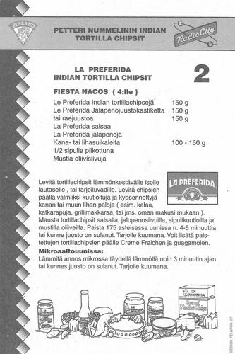 1995-96 Radio City Finnish National Team Recipes #2 Petteri Nummelin Back