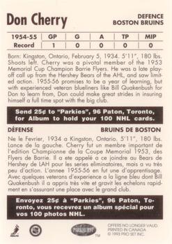 1992-93 Parkhurst - Don Cherry Autographs #NNO Don Cherry Back