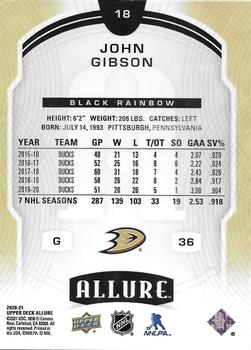 2020-21 Upper Deck Allure - Black Rainbow #18 John Gibson Back