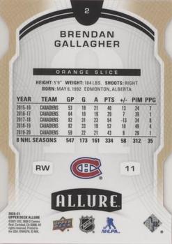 2020-21 Upper Deck Allure - Orange Slice #2 Brendan Gallagher Back