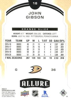 2020-21 Upper Deck Allure - Orange Slice #18 John Gibson Back