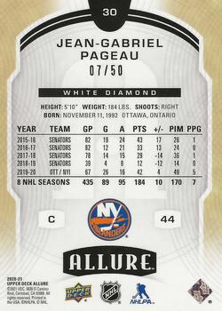 2020-21 Upper Deck Allure - White Diamond #30 Jean-Gabriel Pageau Back