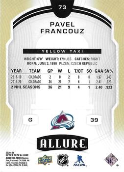 2020-21 Upper Deck Allure - Yellow Taxi #73 Pavel Francouz Back