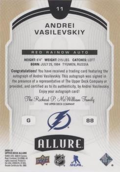 2020-21 Upper Deck Allure - Red Rainbow Autographs #11 Andrei Vasilevskiy Back
