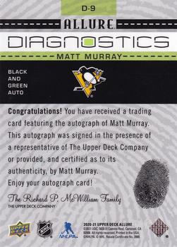2020-21 Upper Deck Allure - Diagnostics Black & Green Autographs #D-9 Matt Murray Back