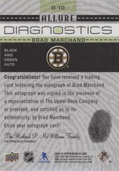 2020-21 Upper Deck Allure - Diagnostics Black & Green Autographs #D-10 Brad Marchand Back