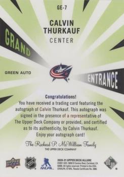 2020-21 Upper Deck Allure - Grand Entrance Green Autographs #GE-7 Calvin Thurkauf Back