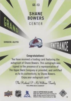 2020-21 Upper Deck Allure - Grand Entrance Green Autographs #GE-13 Shane Bowers Back