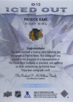 2020-21 Upper Deck Allure - Iced Out Blue Autographs #IO-13 Patrick Kane Back